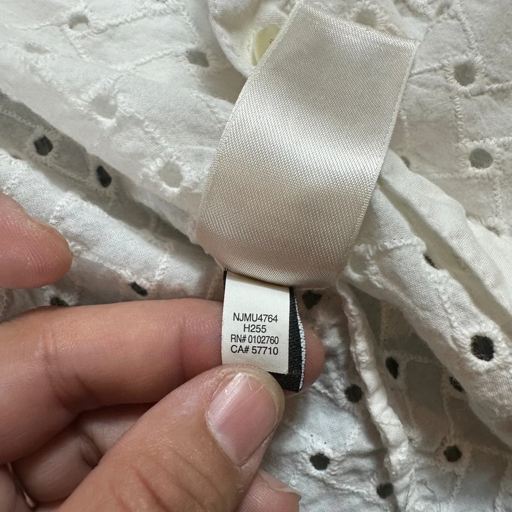 Kate Spade New York White Eyelet Shirt Short Sleeve‎ Button Down Top - Sz 2